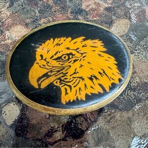 Vintage von West Eagle Head Belt Buckle Fort Collins Colorado Brass USA